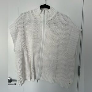 PURE Handknit 100% Cotton Zip-Up Knit Vest Sweater